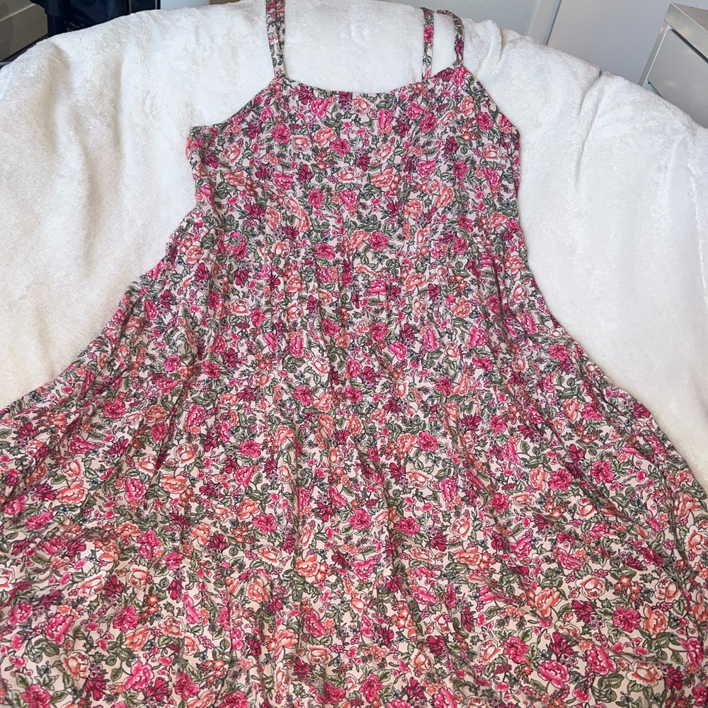 Short Pink Flowyy Floral Summer Dress Old Navy